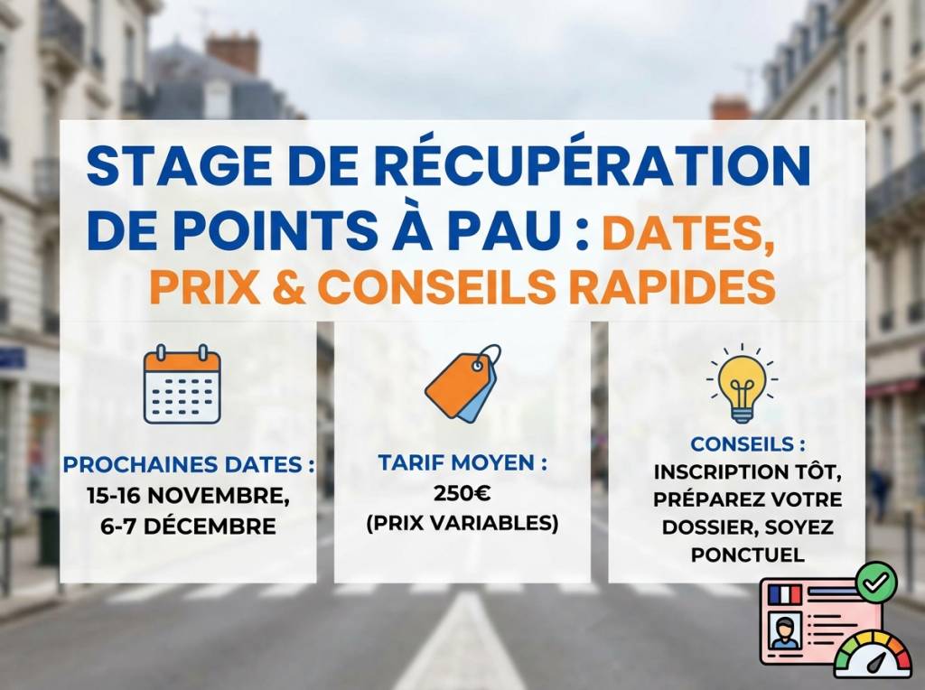 Stage récupération points permis Pau : dates, prix et astuces pour récupérer rapidement vos points